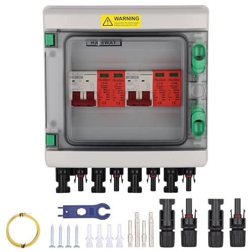 überspannungsschutz pv - 500V MCB+SPD Solar Anschlusskasten, Blitzschutz dc trennschalter pv anlage 2 string 2 in 2 out, DC Combiner box Leitungsschutzschalter Solar balkonkraftwerk Blitzschutz dc