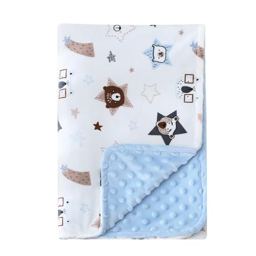 DaysU Silky Plush Baby Blanket with Bear Print
