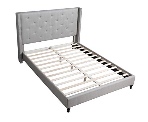 Best Master Furniture Vero Tufted Wingback Platform Bed, Cal. King Grey - Thumbnail 3