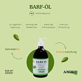 Anibio Barf Öl 500ml – All-in-One Öl-Complex 5 mit Kräutern für Hunde | Kaltgepresste Ölmischung mit Omega 3, 6 & 9 | barfen | Barföl | Made in Germany