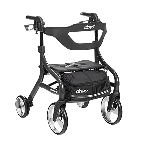 Image of Drive Medical Nitro Sprint Rollator Walker with Seat, Petite Height, Black