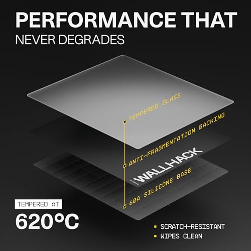 Image of WALLHACK SP-004A Glass Gaming Mouse Pad | 4th Generation Micro Etching | Ultra Fast Slides and Stopping Power | Medium Size for E-Sports | Heavy Duty Tempered Glass | 390x450mm | Black