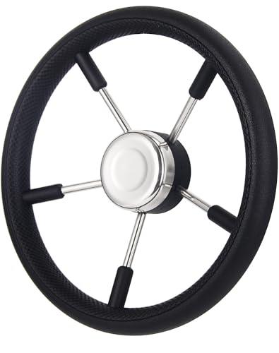 Volant marin en acier inoxydable 34 cm pour petit bateau pêche