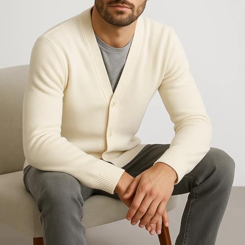 Men's Cardigan Sweater Vintage Wool Blend Cable Knit V Neck Long Sleeve Buttons Cardigan with Pockets Gifts for Men4