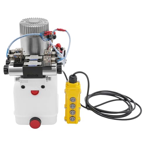 FIPINIXK Hydraulic Pump with Wired Handle, Double Acting Hydraulic Pump with G1/4 Standard Thread and Relief Valve 4.5QT Fuel Tank for Hydraulic Trailers Lifting Platforms 3000RPM