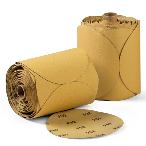 S SATC 200 PCS 6 Inch PSA Sanding Discs 80 Grit Adhesive Backed Aluminum Oxide Sandpaper Self-Stick Automotive Sanding Paper for DA Sander