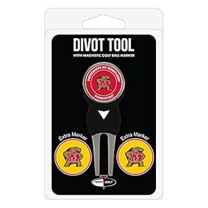 Team Golf NCAA Maryland Terrapins Divot Tool Pack With 3 Golf Ball Markers Divot Tool with 3 Golf Ball Markers Pack, Markers are Removable Magnetic Double-Sided Enamel
