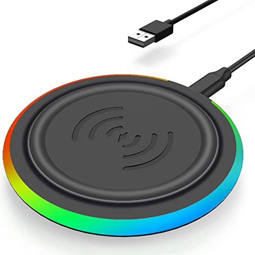 TaIYanG Wireless Charger, RGB Fast Wireless Charging Pad Compatible with iPhone 14/14 Plus/14 Pro/14 Pro Max/13/13 Mini/SE 2022/12/11/X/8,Samsung Galaxy S22/S21/S20,AirPods Pro 2(No AC Adapter)