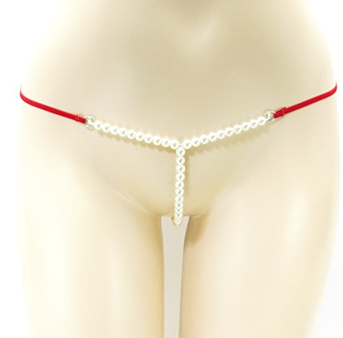 [キャットセレクト] 玉パンツ 玉パン パール 下着 Tバック セクシー ランジェリー 過激 極小 Tフロント o21 赤 F - 画像2