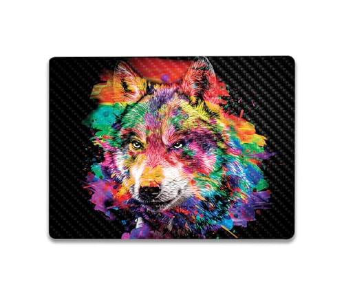 Image of MightySkins Carbon Fiber Skin Compatible with Microsoft Surface Laptop Go 3 (2023) Full Wrap Kit - Rainbow Wolf | Protective, Durable Textured Carbon Fiber Finish | Made in The USA