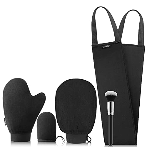 CeleCily 5-in-1 Self Tanner Mitt Applicator Kit - Professional Self
