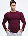 JMIERR Mens Shirts Casual Crewneck Muscle Slim Fitted Workout Gym Athletic T-Shirts Fall Fashion Long Sleeve Shirt for Men, M, Burgundy