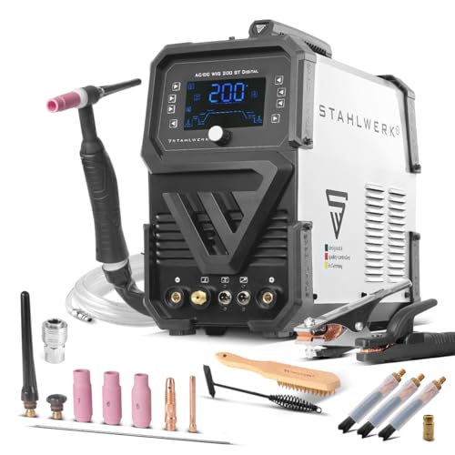 STAHLWERK Poste à souder combiné 3-en-1 AC/DC TIG 200 ST Digital – TIG & MMA (ARC) jusqu'à 200...