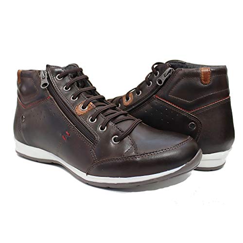 Tenis Sapatenis Cano Médio Masculino Casual Couro CEU-NETONY Cor:Marrom;Tamanho:39