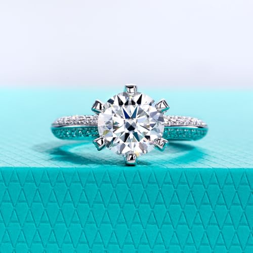 AnuClub Oval Cut Moissanite Ring for Women 3.692cttw(3CT Center Stone) D Color VVS1 925 Sterling Silver Elegant Engagement Wedding Promise Anniversary Rings with Certificate2