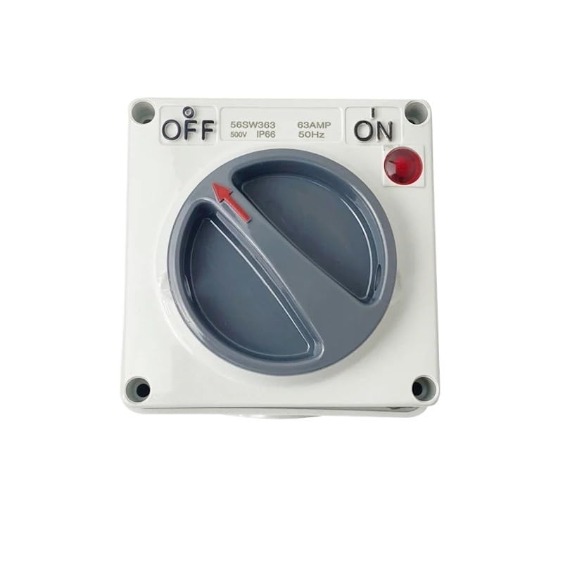 Interrupteur extérieur triphasé 63 A, bouton d'alimentation étanche à la pluie, interrupteur industriel extérieur avec lampe 380 V 220 V IP66