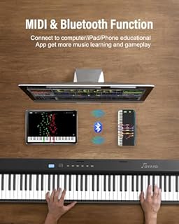 OYAYO Upgraded Folding Piano Keyboard, 88 Key Full Size Semi Weighted Keyboard Support MIDI and Bluetooth, Portable Foldable Keyboard Piano with Sustain Pedal and Piano Bag, Best Gift for Beginner