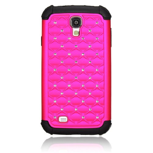 Leegoal(TM) Pink Deluxe Xshield Hybrid Gel Rhinestone Bling Case Cover for Samsung Galaxy S4 i9500+ Pen Stylus