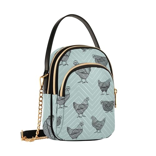 One Shoulder Handbags Stylish Chain Strap Phone Wallet Handbag Quilted Ladies Tote Crossbody Satchel Black Chickens Blue Grey2