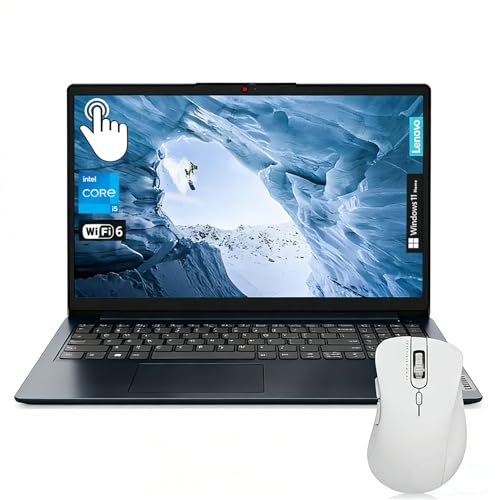 Image of Lenovo IdeaPad 1 Touchscreen Laptop, 15.6 inch FHD(1920 * 1080), Intel Core i5-1335U, 8GB RAM, 512GB SSD, HDMI, SD Card Reader, Webcam, Wi-Fi 6, Win 11 Home, Abyss Blue, Bundle with ML101 Wireless Mouse