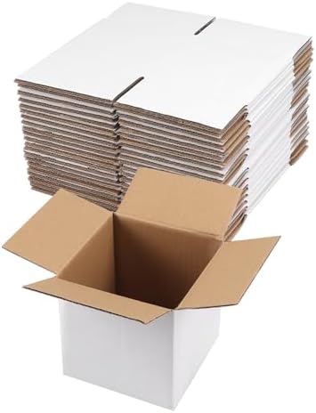 Jiazalpak 25-Pack White Shipping Boxes - 4x4x4 Inch Corrugated Cardboard Mailing Boxes For Small Business