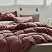 Wellboo Dark Rust Comforter Sets Queen Solid Brick Red Bedding Comforters Women Plain Blackish Red Warm Quilts Modern Pure Fired Red Blanket All Brown Red Comforters Vintage Dark Fuchsia Bed