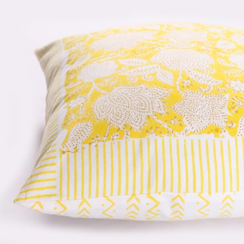 Image of Ravaiyaa - Attitude is everything Cotton Hand Block Printed Soft Cushion Cover Pillow Case 16 inch Square Cushion Sham Set of 2 Piece