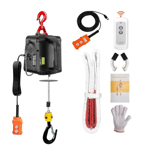 3-in-1 Electric Hoist Winch, 2200lbs Manual/Wire/Wireless Remote Control,110/120 Volt Portable Power Electric Crane,Overload Protection 41ft Lifting Height for Towing(Black)