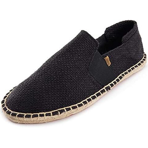Alexis Leroy Men's Canvas Slip on Flat Espadrilles black Size: 10-10.5 Cover