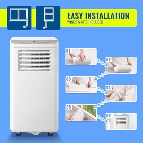 Image of 8000 BTU Portable Air Conditioner 3 In 1 AC Unit with Remote Control Dehumidifier, Fan Mode Suit for Room up to 250 Sq. ft White