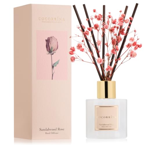 Image of COCORRINA Reed Diffuser - Sandalwood Rose 3.38 fl oz Reed Diffuser for Bedroom Bathroom Home Decor