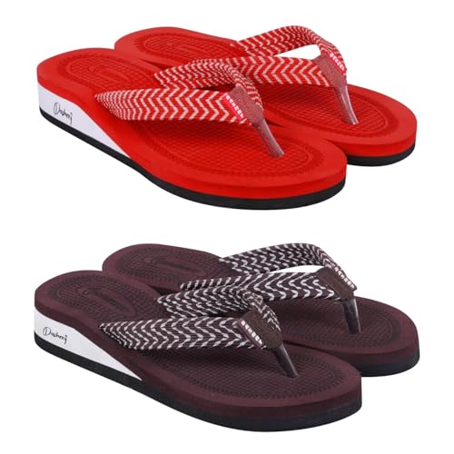 Image of Dashny Women's (1436-1434) |Extra Super Soft Comfortable Slippers |Red Brown Casual Slides Slippers