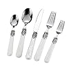 REVERIE Collection 1810 Stainless Steel Vintage Flatware setSliverware setDishwasher safe 30 Pearl White