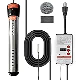 Immersion Water Heater 1500W – Portable Stainless Steel Bucket Heater with Thermostat, Anti-Scald Guard, Auto Shut-Off & Digital Temp Control for Home, Hot Tub, Spa, Camping, RV