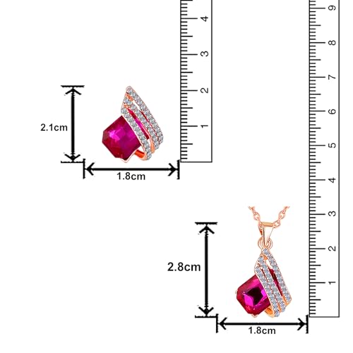 Pink Crystal Angel Wings Pendant Set