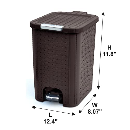 Image of FLAIR Ultra Home Pedal Trash Bin - 8L Medium Dustbin with Inner & Lid | Unbreakable Plastic, Odor Control, Lightweight | Non Garbage Smell | Perfect for Bathroom, Kitchen & Office (Brown)