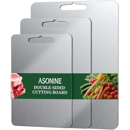 3 Pièces Planche à Découper en Acier Inoxydable, Cutting Board inox planche à découper double face de qualité alimentaire Pour couper la viande, les légumes, les fruits, le pain