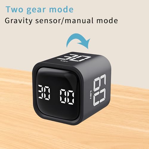 Image of Qumox Pomodoro Timer, Cube Productivity Timer with Adjustable Sound and Vibration Alert, Ideal for Work, Office, ADHD, Study, and Tasks - 5 /10 /30 /60 Minutes & Custom Countdown - Black