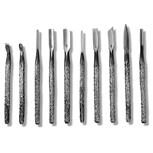 Kakuri Japanese Wood Carving Tools Set For Professional 10 Pcs, Made In Japan, Aogami Blue Paper Steel #2 Blade, Hand Forged Wood Carving Knife #TOP4