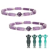  KUIZHEN Amethyst Armband, 2 Stück Natural Amethyst Bracelet, Handgemacht Edelstein Armband lila Armband Geschenke für Damen