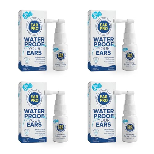 EarPro Natural Swimmer Ear Spray for Kids & Adults &ndash; Block Water Before Swimming, Surfing or Diving - Replace Ear Plugs &ndash; Safe & Easy Protection Against Trapped Water &ndash; 4 Pack, Up to 800 Sprays.