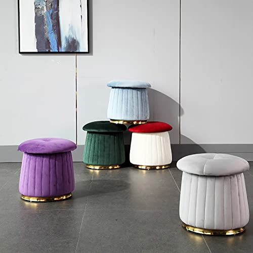 Taburete de reposapiés de sofá mu redondo tapizado para salón y tocadores modernos 4
