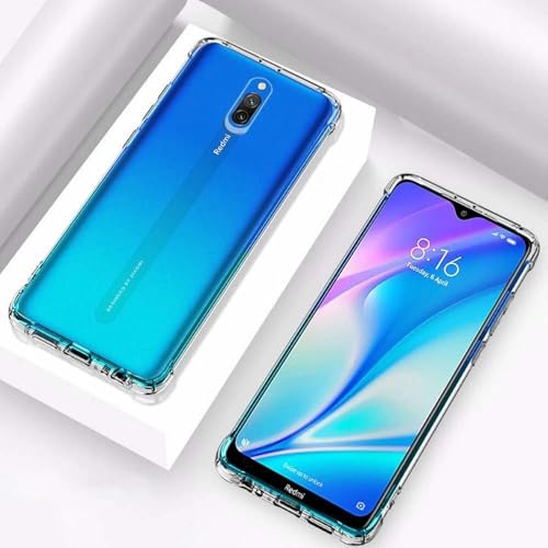Image of BOXXO Flexible Back Cover for Mi Redmi 8A Dual | Back Cover Transparent Clear Shockproof Case Four Corner Protection | Slim Protective Mobile Phone Cover for Mi Redmi 8A Dual
