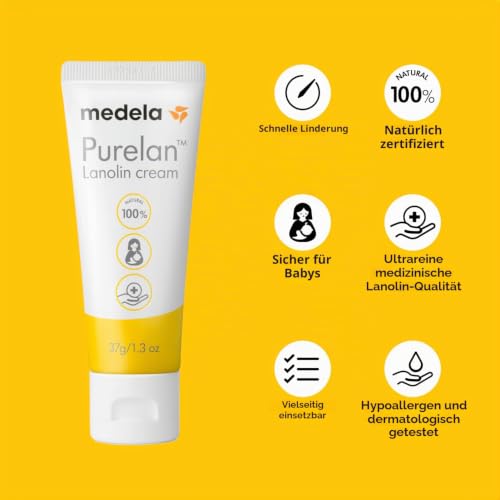 Medela Purelan 37g Lanolin Nipple Cream - Fast Relief for Sore Nipples and Dry Skin, 100% Natural, Hypoallergenic… – Ansicht 3