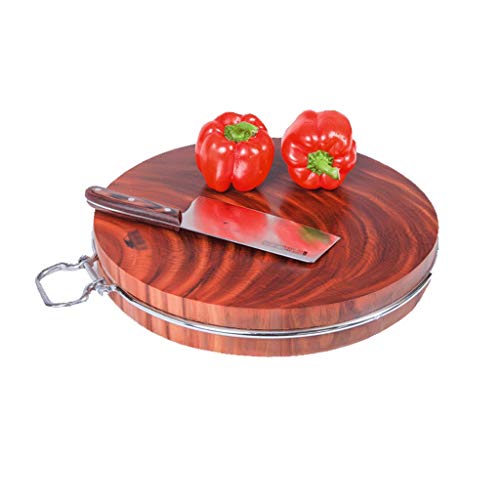 Choing BoardTabla de cortar de calidad del tesoro auténtica madera de hierro de 5 cm de madera maciza para cocina, tabla circular de talla de madera para carne y verduras