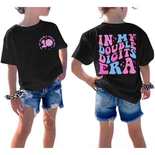 in My Double Digits Era Shirt for Girls 10th Cute 10 Year Old Girl Happy Birthday Shirts Gifts Short Sleeve Tops