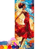 Pintura Por NúMeros, DIY Cuadros Pintar Por Numeros Para Adultos Y NiñOs Principiantes Lienzo Con Pinceles Manualidades Kit, DIY Pintura Por NúMeros Decora Para Hogar (Sin Marco) Hermoso Mujer 20x60cm