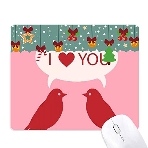 Tapis de souris Saint-Valentin Love Birds rouge rose pour ordinateur et bureau