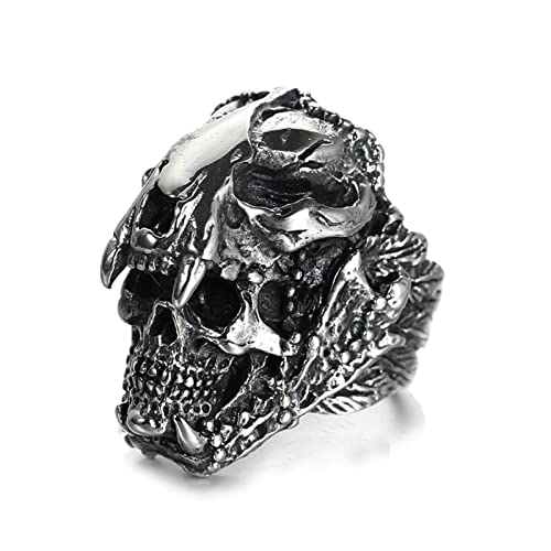DAOMEI Vintage Indian Jaguar Warrior Skull Ring para Hombres Cool...