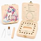 Zahnfee Geschenke M&auml;dchen,Zahndose Milchz&auml;hne M&auml;dchen,Zahnbox f&uuml;r Milchz&auml;hne Junge,Jungen Souvenir Box,Zahnbox aus Holz,Milchzahndose Jungen,Einhorn Zahnschachtel,Aufbewahrungsbox f&uuml;r Baby Z&auml;hne